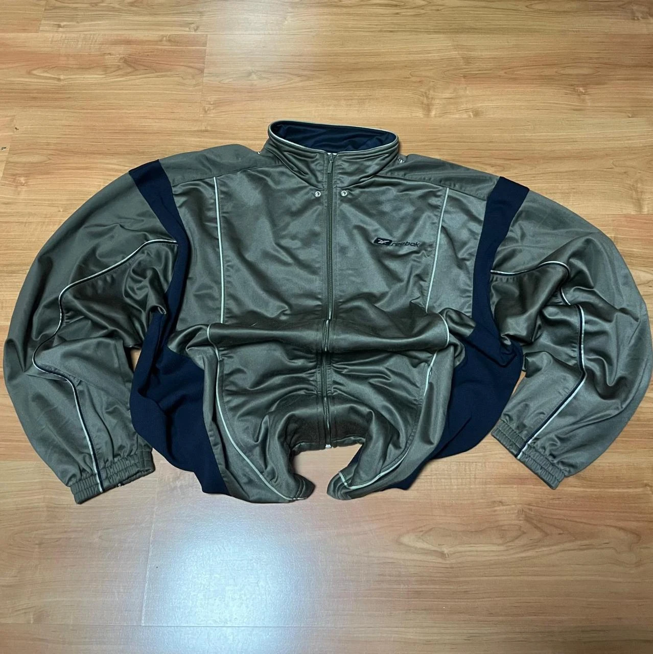 Veste Reebok Vintage Gris Bleu Marine Track Jacket Y2K Taille L